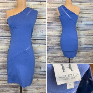 Halston one shoulder dress size 2